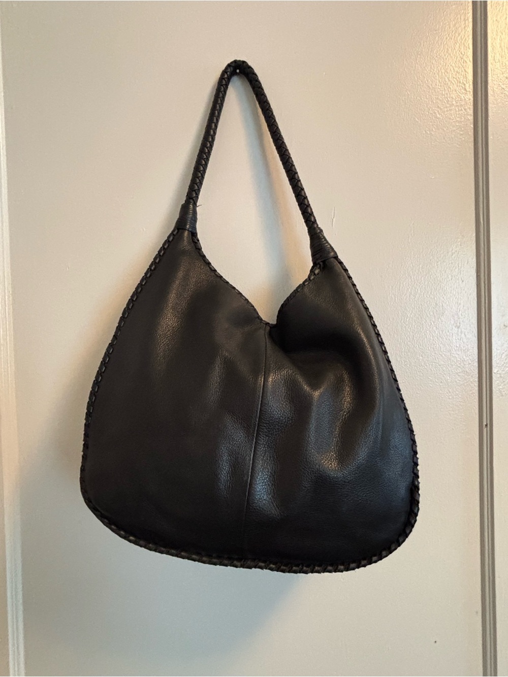 Margot Black Leather Hobo Bag